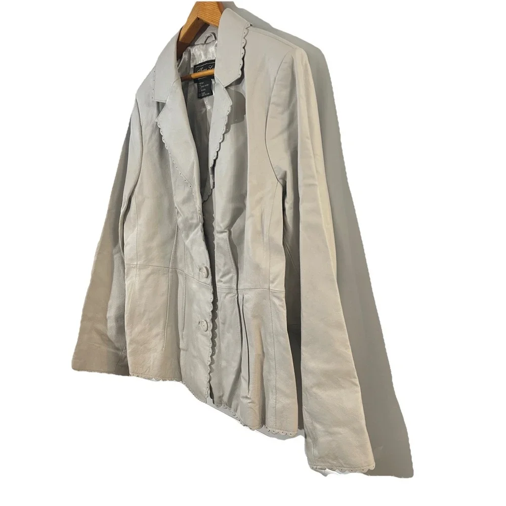 NEW IVORY‎ WHITE LAMB LEATHER JACKET WOMEN WOMAN SIZE XL Terry Lewis